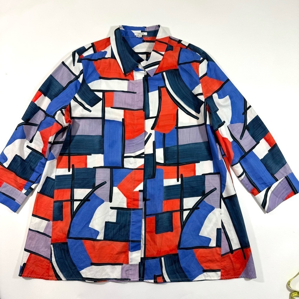Tyler Boe Dina Mirror Top Button Front Shirt Multicolor